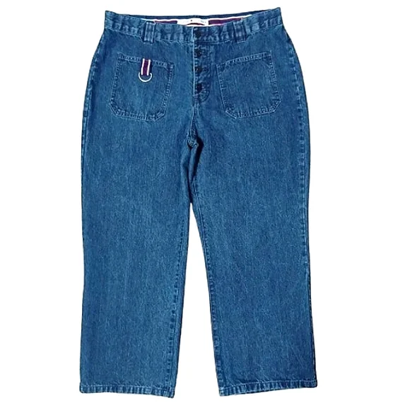 Tommy Hilfiger 90's Button Fly Ankle Sailor Jeans 12 Vintage Y2k Nautical - Picture 8 of 12